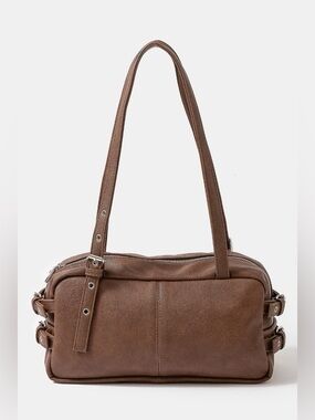 Fame Multi Grommet Belt Strap Rustic Rectangular Hand Bag